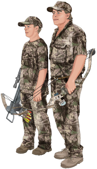 Father and son bowhunters