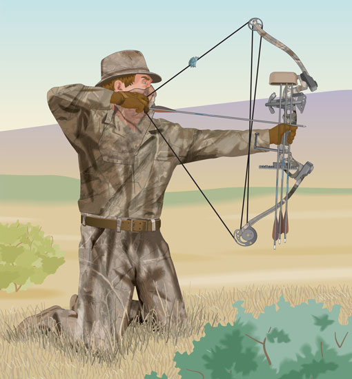 Bowhunter drawing a bow