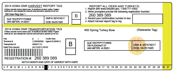 Iowa harvest transport tag