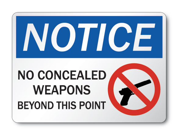 Concealed carry prohibited sign