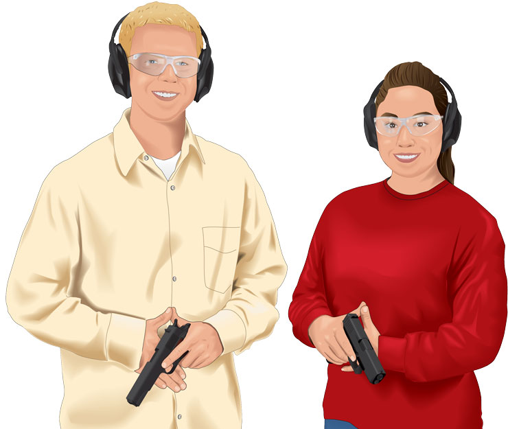 People handling handguns safely