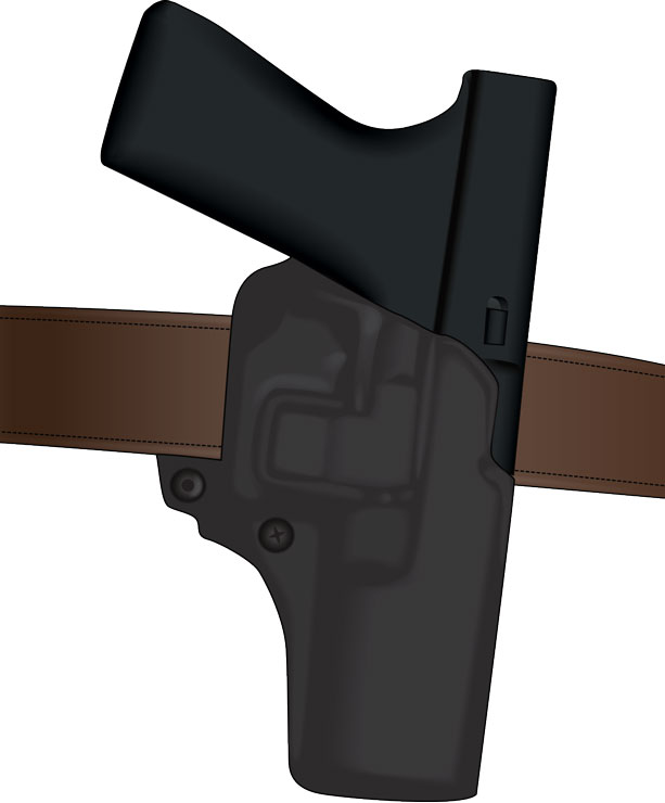 Handgun in belt holster
